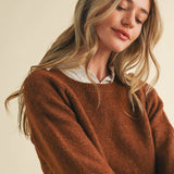 &MERCI - FLORAL KNIT PUFF SLEEVE SWEATER MSW10912