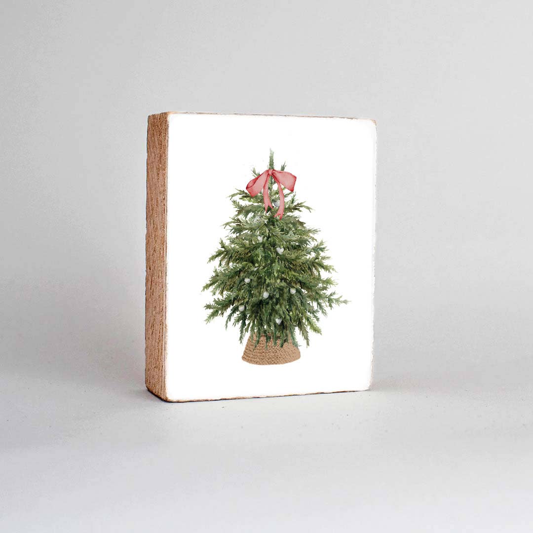 Rustic Marlin - Watercolor Christmas Tree Decorative Wooden Block