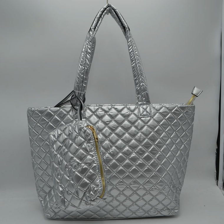 Quilted tote with bonus quilted bag