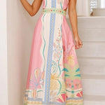 PRINT SLEEVELESS HALTER NECK DRESS