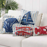 Peking Handicraft - Coastal Sailboat Tufted Hook Pillow