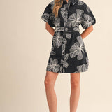 &MERCI - FLORAL EMBROIDERY BELTED MINI DRESS MDR4555