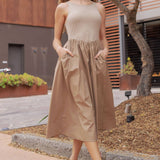 Strut & Bolt - Knit Contrast Poplin Long Dress