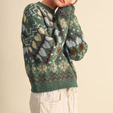 &MERCI - GEOMETRIC HEART DESIGN SWEATER PULLOVER MSW11478