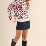 &MERCI - FLORAL PATTERN KNIT SWEATER MSW11095