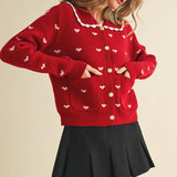 &MERCI - DOLL COLLAR HEART KNIT SWEATER CARDIGAN MSW11160