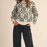 &MERCI - FLORAL PATTERN KNIT SWEATER MSW11095