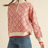 &MERCI - FLORAL MOCK NECK HALF ZIP PULLOVER MSW10829