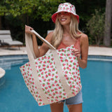 Anju Jewelry - Handcrafted Canvas Bag with Block-Printed Strawberries