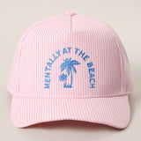 Fashion City - MENTALLY AT THE BEACH Embroidered Seersucker Trucker Hat