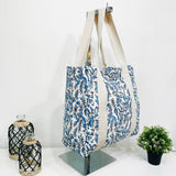 Anju Jewelry - Handcrafted Canvas Bag with Block-Printed Azure Canopy