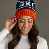 Panache Apparel Co. - Orange, Navy & Lt. Blue Ski Pom Hat