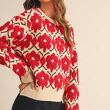 &MERCI - FUZZY TEXTURE FLORAL SWEATER MSW11198
