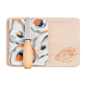 Oyster shucking board set