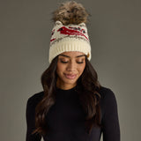 Panache Apparel Co. - Ivory Cardinal Pattern Pom Hat