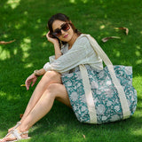 Anju Jewelry - Handcrafted Canvas Bag with Block-Printed Verdant Bloom