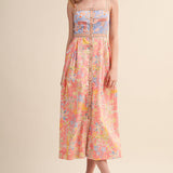 &MERCI - EXCLUSIVE FLORAL BUTTON DOWN TAPE TRIM MIDI DRESS MDR4735