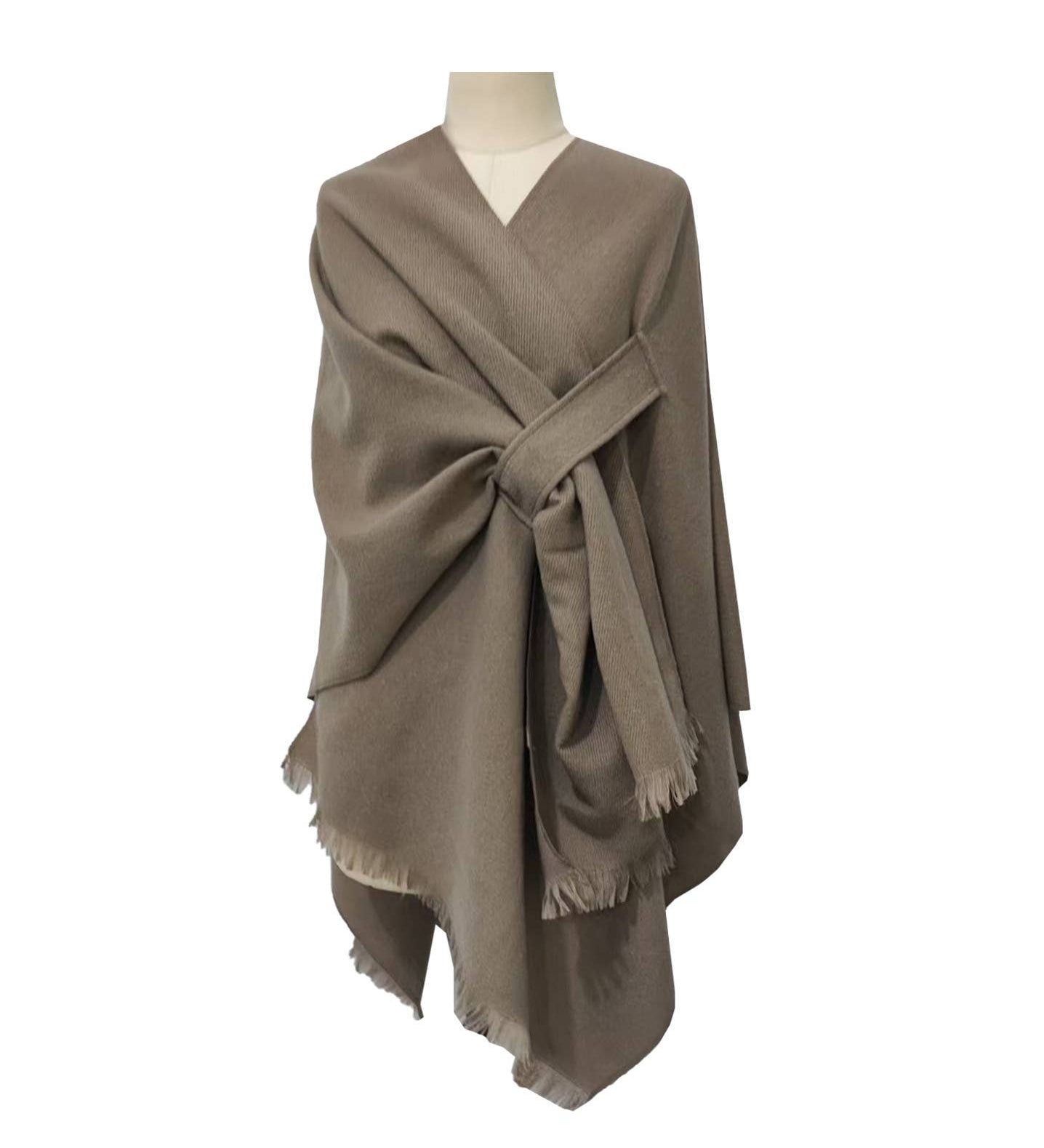 Rosa Clothing - Asymmetric Plian Thermal Shawl Ruana