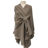 Rosa Clothing - Asymmetric Plian Thermal Shawl Ruana