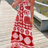 Rosa Clothing - Resort Style Sea Creature Print Slip Dress