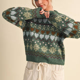 &MERCI - GEOMETRIC HEART DESIGN SWEATER PULLOVER MSW11478