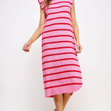 Strut & Bolt - Shoulder Pad Sleeveless Textured Striped Knit Dress