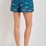 Baevely by Wellmade USA - FISH PRINT DRAWSTRING SHORTS