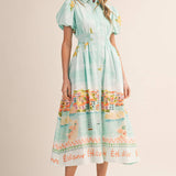 &MERCI - EXCLUSIVE LANDSCAPE PRINT BUTTON DOWN MIDI DRESS MDR4784