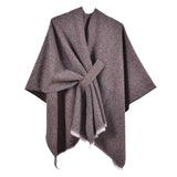 Rosa Clothing - Asymmetric plain classic Thermal Ruana Shawl