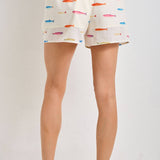 Baevely by Wellmade USA - FISH PRINT DRAWSTRING SHORTS