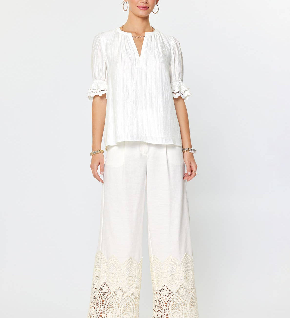 Current Air - Crinkle-textured Half sleeve Blouse