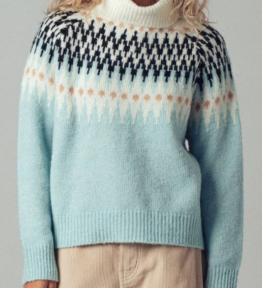 Urban Daizy - Fair Isle Knit Turtleneck Sweater