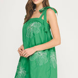Strut & Bolt - Embroidered Tie Shoulder Sleeveless Mini Dress