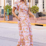 Strut & Bolt - Floral Print Block Shirt Midi Dress