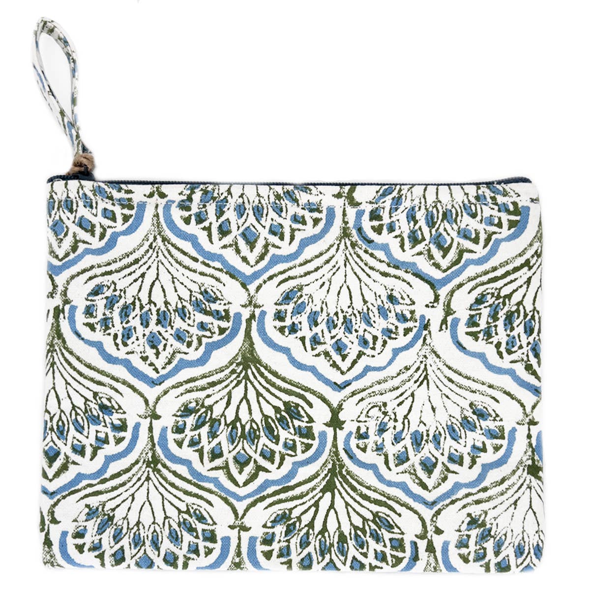 Anju Jewelry - Block-Printed Canvas Zipper Pouch