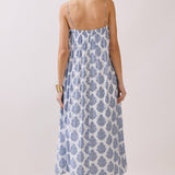 TCEC - CD06741-Printed Flowy Silhouette Side Pockets Maxi Dress