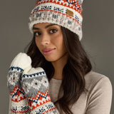 Panache Apparel Co. - White, Navy & Orange Patterned Mittens