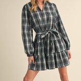 &MERCI - PLAID MINI DRESS WITH TIERED RUFFLE TRIM MDR3538