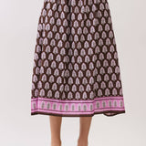 TCEC - CS4105-Border Print Elastic Back Waistband Midi Skirt