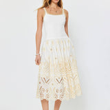 Current Air - Eyelet Skirt Sleeveless Sweater Combo Midi Dress
