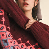 &MERCI - CABLE KNIT FAIR ISLE SWEATER MSW10679
