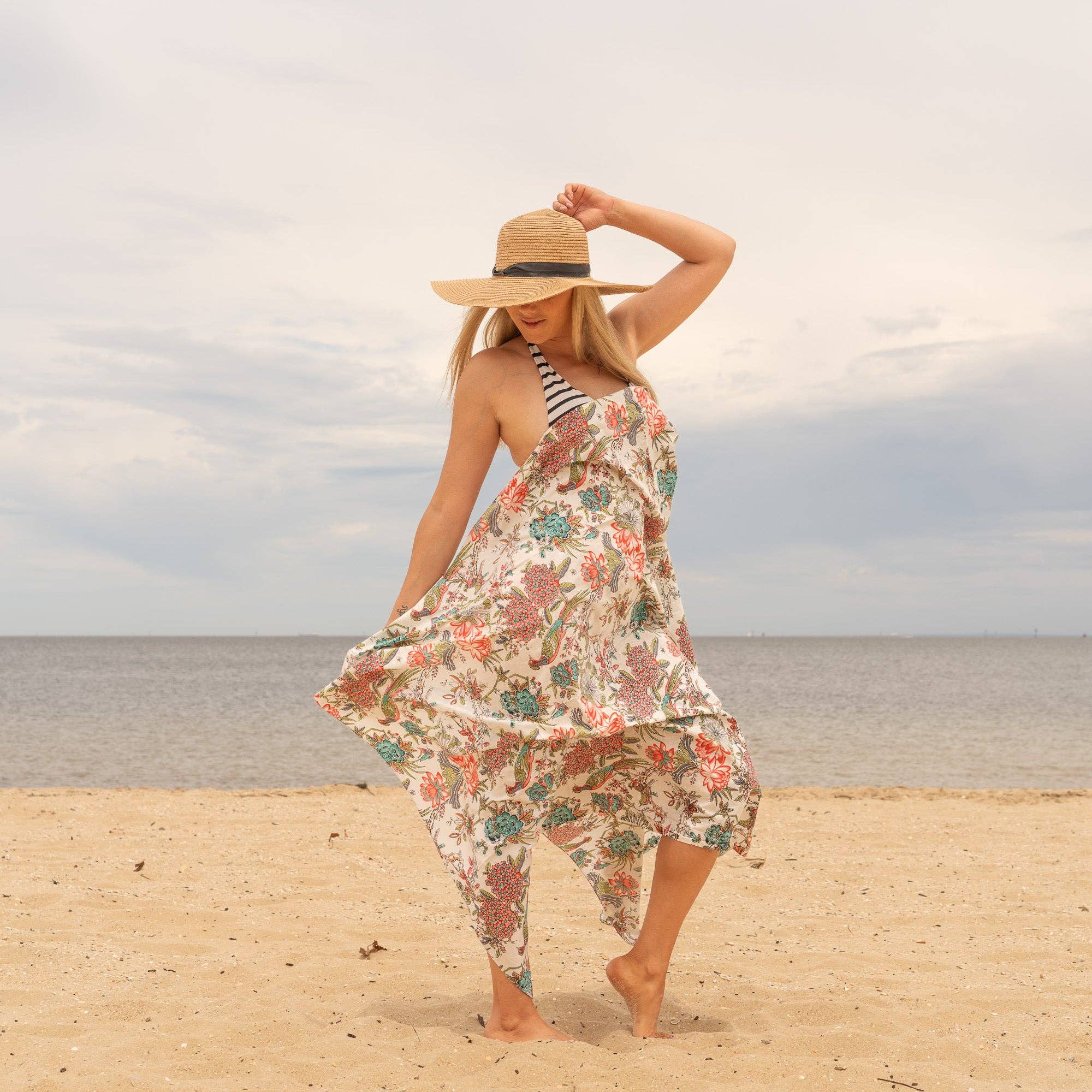 Boho-Eclectica - Women's Beige Peacock 100% Cotton Sarong