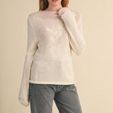 &MERCI - FLORAL EMBROIDERY LONG SLEEVE SWEATER MSW11376
