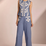 Strut & Bolt - Contrast Embroidery Vest Top