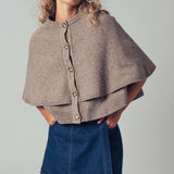 Urban Daizy - Wool Blend Button-Front Sweater Cape