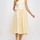 Strut & Bolt - Knit Contrast Poplin Long Dress