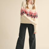 &MERCI - CABLE KNIT FAIR ISLE SWEATER MSW10679