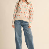 &MERCI - FLORAL KNIT COLLARED SWEATER CARDIGAN MSW11113