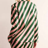 Rosa Clothing - Cozy & Soft Christmas Diagonal Stripes Long Pajama Set