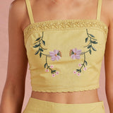 Strut & Bolt - Embroidered Floral Lace Detail Top Skirt Set